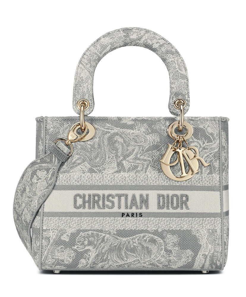 Christian Dior Medium Lady D Lite Canvas Bag Grey